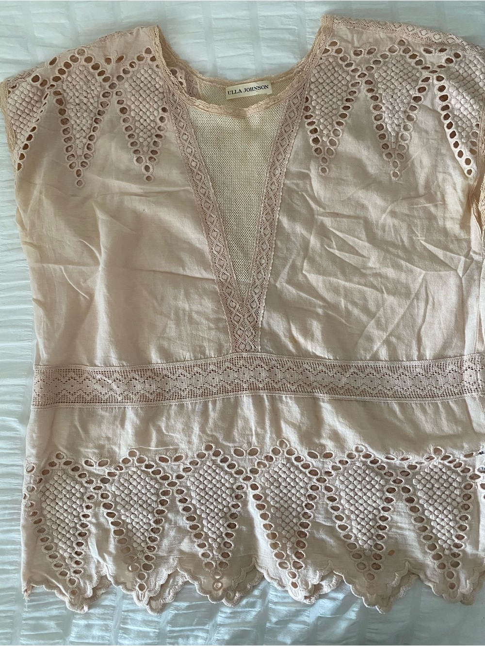 Ulla Johnson Women's Blush Lace-Trim linen Cotton Top XS